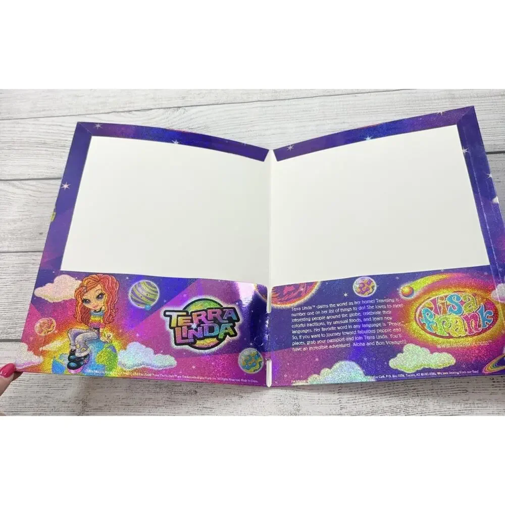 Lisa Frank Pocket Folder Glitter Terra Linda Planets Outer Space NEW & UNPUNCHED